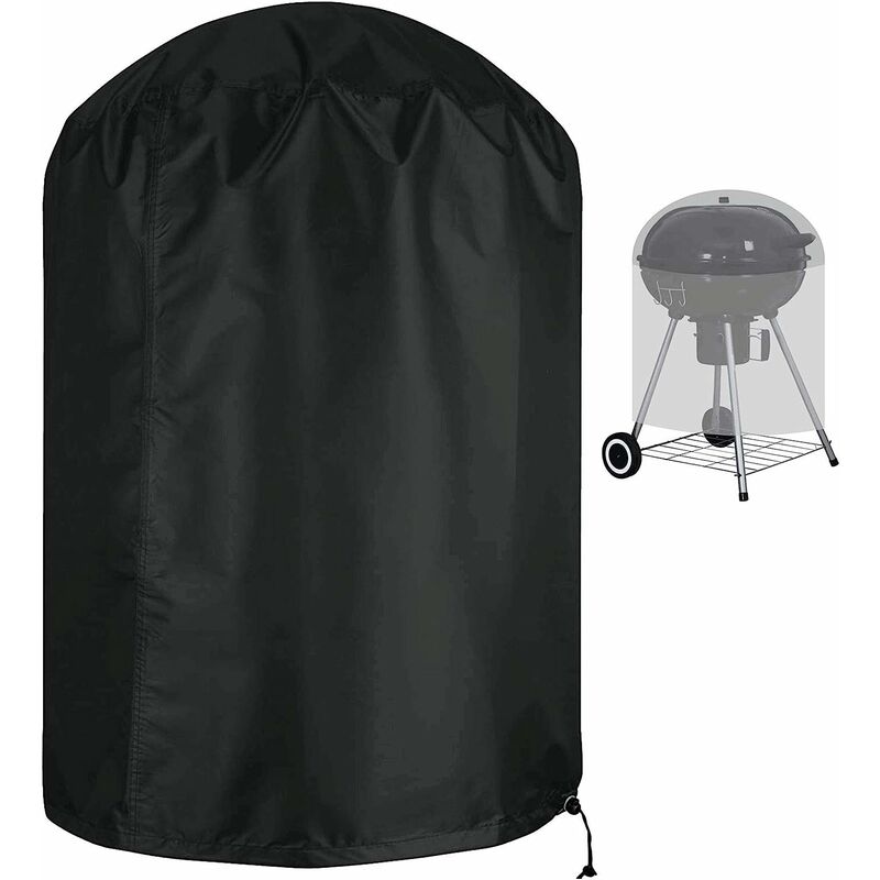 Spherical bbq Cover Waterproof Ripstop 210D Oxford Fabric Anti-UV with Windproof Side Strap Black Φ70 x 70cm
