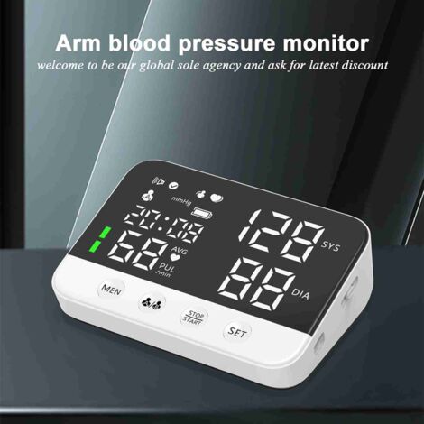 Sphygmomètre Bras Digital avec Brassard [白] Type-C Rechargeable LED / 120 Données par Utilisateur / Alarme Pouls
