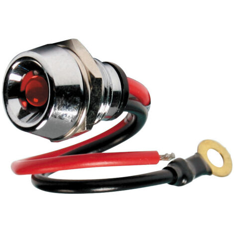 Spia a Led, in ottone cromato - 12/24V - Rosso - 15A