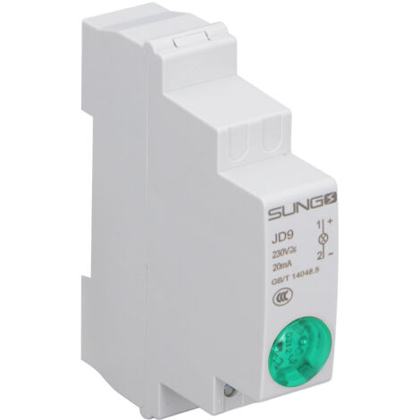 Spia luminosa a LED per guida DIN - Segnale di circuito AC/DC fino a 230 V per pannelli e scatole di distribuzione, verde