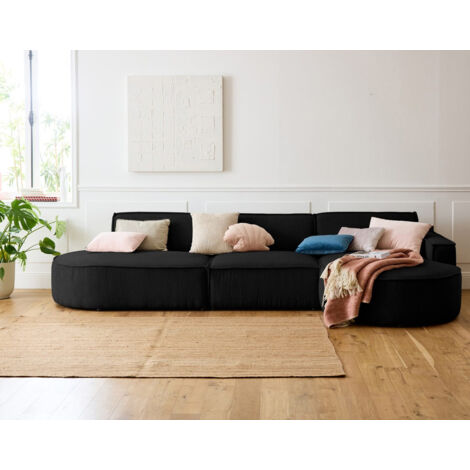 Spiaggia - ecksofa rechts - abgerundete form - 5 sitzplätze - aus cordstoff - schwarz