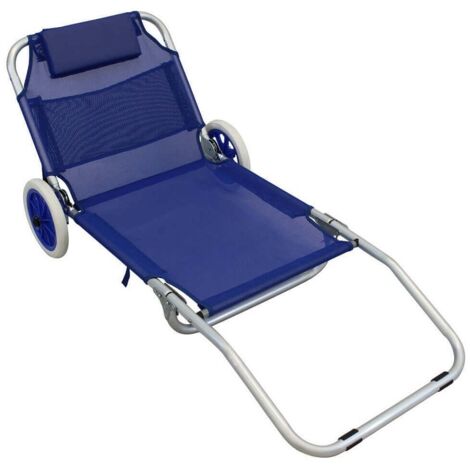 PLAYANESS Spiaggina carrello pieghevole in acciaio con ruote e poggiatesta