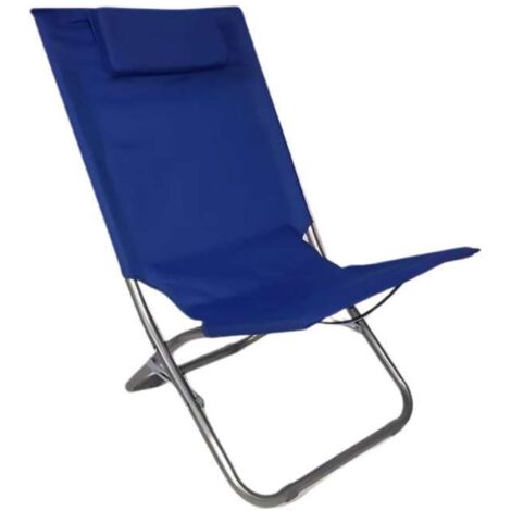 Spiaggina Resistente in Poliestere Blu con Cuscino - 63x48x75 cm