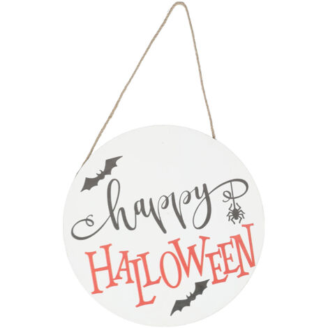 Spider Bat Design Wooden Welcome Sign Hanging Front Door Sign Board for Home FestivalWithout Bowknot