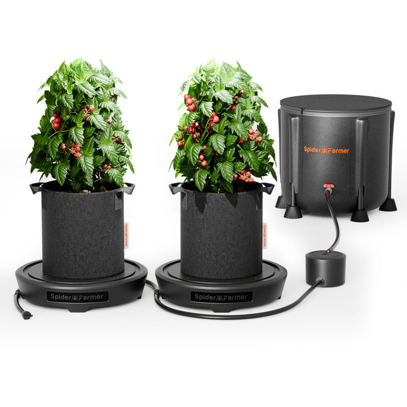 Set de 2 pièces base de pot de fleur en tissu auto - arrosant pour cabane de plantation, serre - Spider Farmer