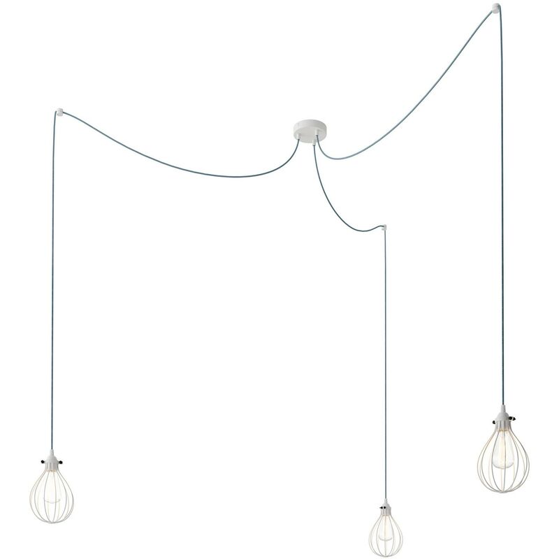 

Creative Cables - Spider - Lámpara colgante múltiple de 3 caídas Made in Italy completa con cable textil y pantalla Drop | Kit hazlo tu mismo - Sin