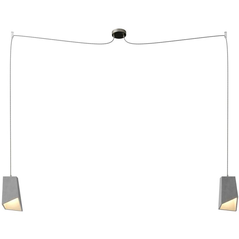 

Creative Cables - Spider - Lámpara colgante múltiple Made in Italy de 2 caídas con cable textil y pantalla de hormigón | Ya montado - Sin bombilla