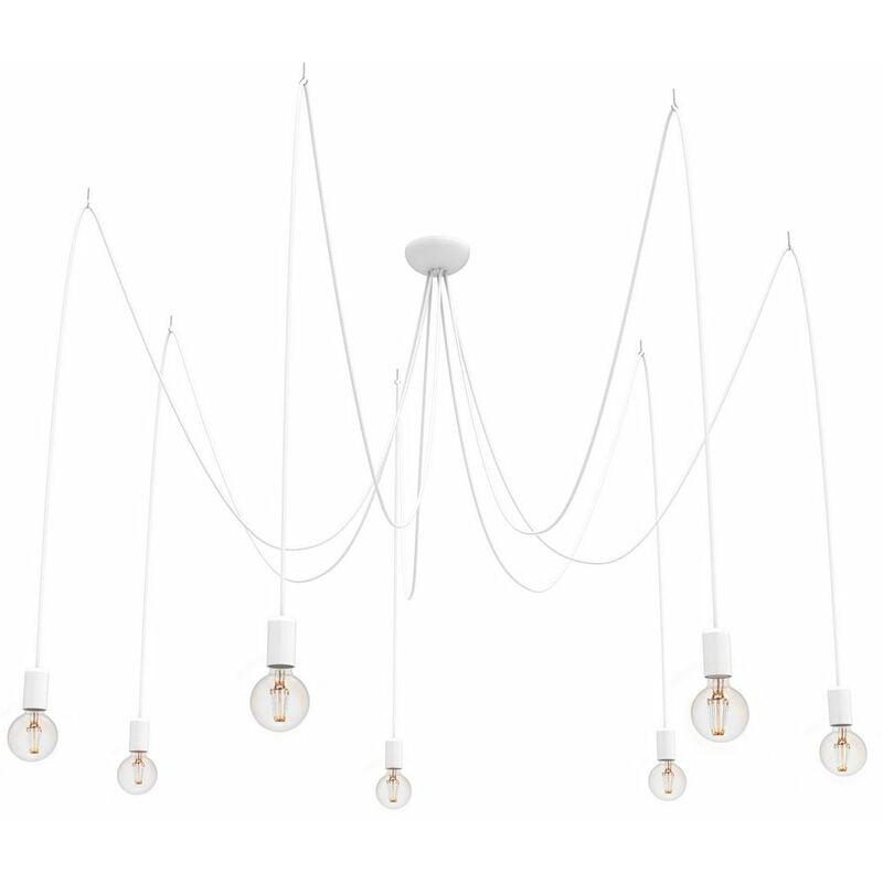 Licht-erlebnisse - Spider Lampe à suspendre spider en blanc 7 flammes