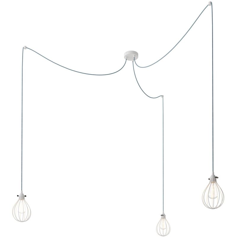 creative cables - Spider - Lampe suspendue multiple avec 3 gouttes Made in Italy complète avec câble textile et abat-jour Drop creative cables - Spider - Lampe suspendue multiple avec 3 gouttes Made in Italy complète avec câble textile et abat-jour Drop