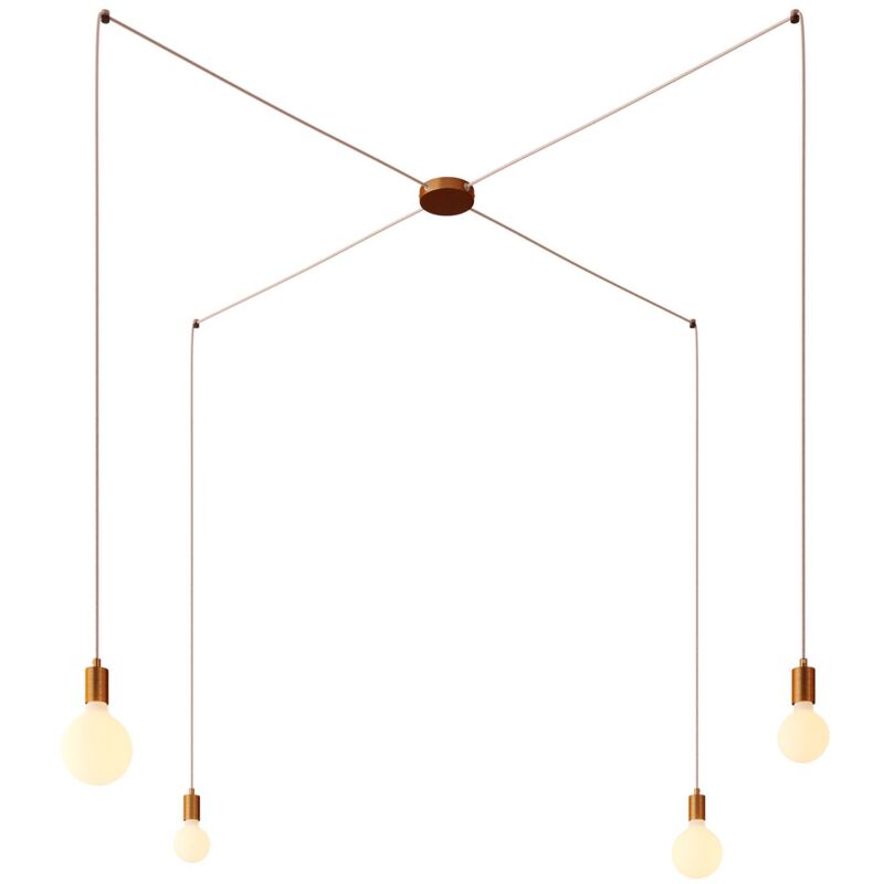 creative cables - Spider - Suspension multiple avec 4 gouttes Made in Italy complète avec câble textile et garniture métallique creative cables - Spider - Suspension multiple avec 4 gouttes Made in Italy complète avec câble textile et garniture métallique