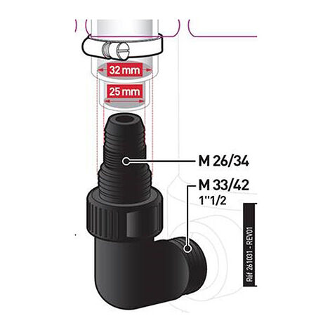 SPIDO - Coude de rechange vide-cave M 33/42 - M 26/34 - 25/30