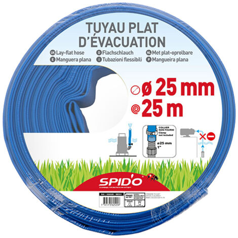 SPIDO - Tuyau plat d'évacuation 25M -  Diamètre 25MM