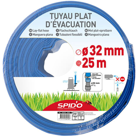 SPIDO - Tuyau plat d'évacuation 25M - Diamètre 32MM