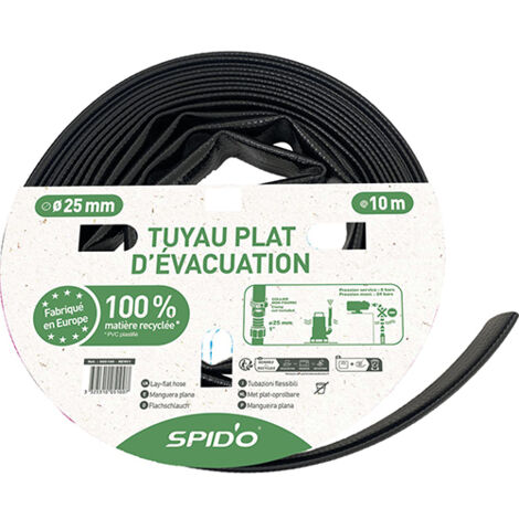 SPIDO - Tuyau plat d'évacuation recyclé 10M - Diamètre 25MM