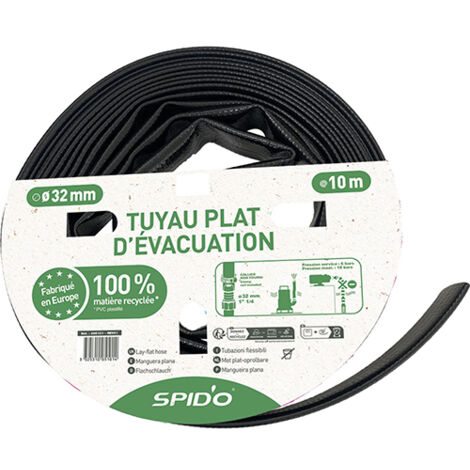 SPIDO - Tuyau plat d'évacuation recyclé 10M - Diamètre 32MM