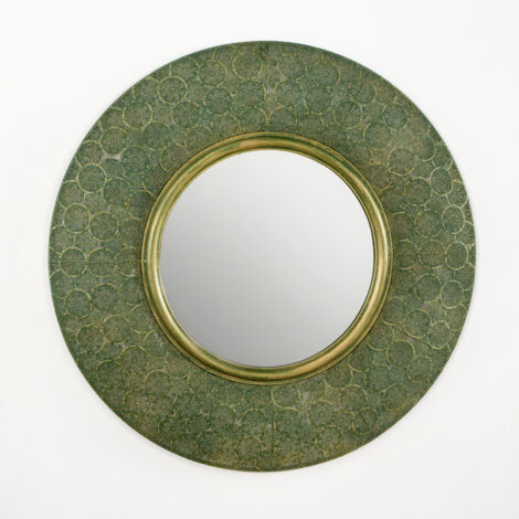 Spiegel 86X5X86 Metall Gold/Dunkelgrün