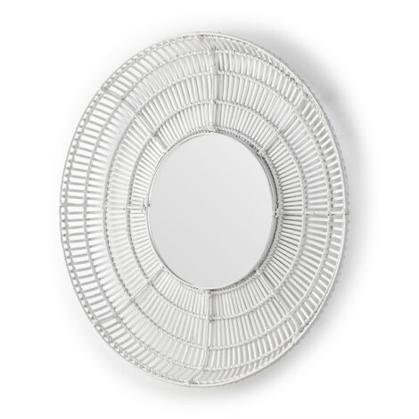 Spiegel 90X8X90 Glas/Weissgeflecht