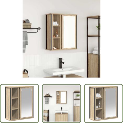 Spiegel -  Bad-Wandschrank mit Spiegel Sonoma-Eiche 50x21x60 cm