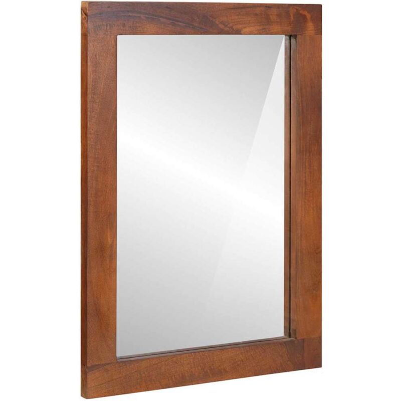 Spiegel Braun, Silber 50 X 70 Cm Massives Mangoholz, Glas Vidaxl