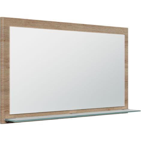 Spiegel Emotion Glasablage farbig eingerahmt 104x60 cm Eiche