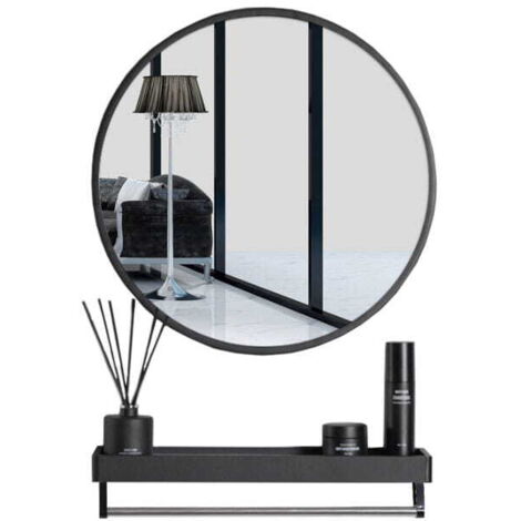 Spiegel mit Ablage 60 cm schwarz