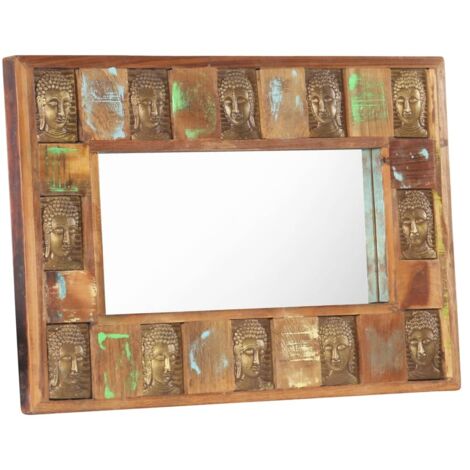 Spiegel mit Buddha-Verzierung 80x50 cm Recyceltes Massivholz vidaXL