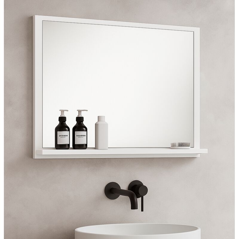 Badplaats - Miroir avec étagère Oliver 60 x 12 x 50 cm - Blanc