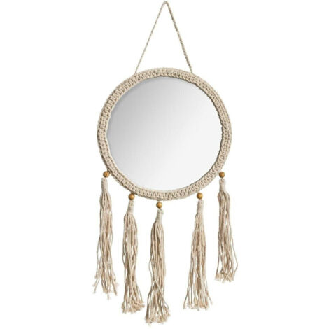 Spiegel, rund, Seil, Traumfänger, Indianer, 31 x 62 cm, beige, cm  - Atmosphera