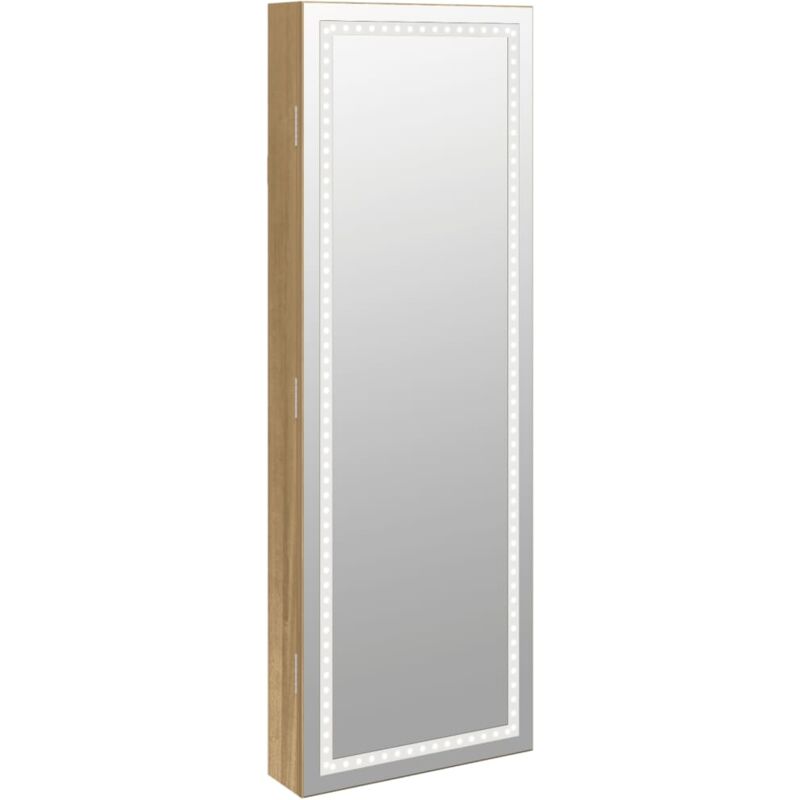 Spiegel-schmuckschrank Mit Led-beleuchtung Wandmontage Vidaxl