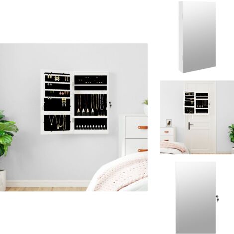 Spiegel-Schmuckschrank mit LED-Beleuchtung Wandmontage Weiß - Spiegel-Schmuckschrank - Schmuckaufbewahrung - LED Beleuchtung - Kosmetikspiegel - Badezimmermöbel