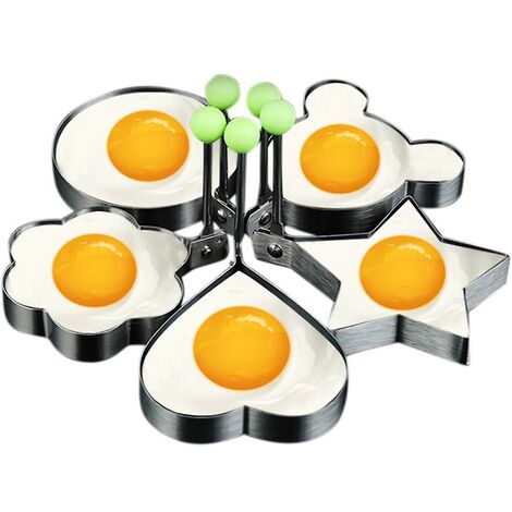Spiegelei-Formen, Pfannkuchenformenmacher mit Griff, Form Antihafte für Grillpfanne 5tlg