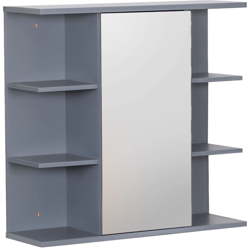 Relaxdays Spiegelschrank, 6 Ablagen, 2 Innenfächer, Hxbxt, 64 X 62 X 21 Cm, Wandmontage, Badezimmer Hängeschrank, Weiß