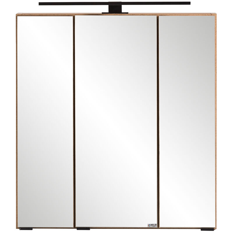 Lomadox Spiegelschrank 60 cm mit LED Aufbauleuchte in Wotan Eiche Nb. MARLING 03, b h t ca. 60 64 20 cm braun  - Onlineshop ManoMano