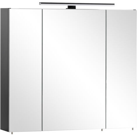 Spiegelschrank 80 cm mit LED Aufsatzleuchte schwarz matt  MASON-80