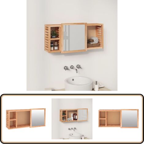 Spiegelschrank 80x17x34 cm Massivholz Nussbaum - Holzschrank - Badezimmermöbel - Spiegelschrank - Nussbaumholzmöbel - Waschtischunterschrank