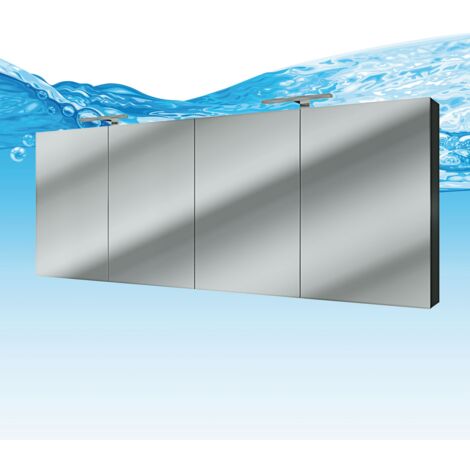 Spiegelschrank Badspiegel Badezimmer Spiegel City 160cm Esche schwarz JA mit 1x 5W LED-Strahler