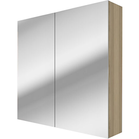 Spiegelschrank Badspiegel Badezimmer Spiegel City 80cm braun Eiche mit 5W LED-Strahler