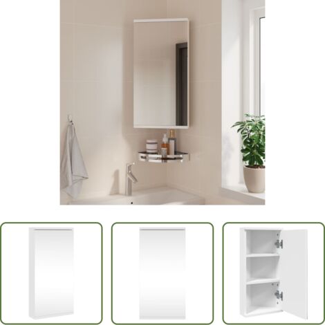 Spiegelschrank -  Eck-Spiegelschrank Weiß 30x24x60 cm