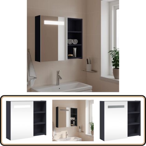 Spiegelschrank mit LED-Beleuchtung Grau 60x13x52 cm - Spiegelschrank - LED-Spiegelschrank - Badezimmerspiegel - Kosmetikspiegel - Badmöbel