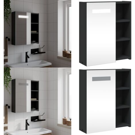 Spiegelschrank mit LED-Beleuchtung Schwarz 45x13x52 cm - Spiegelschrank - LED-Spiegelschrank - Badezimmerspiegel - Kosmetikspiegel - Badmöbel - Home & Living
