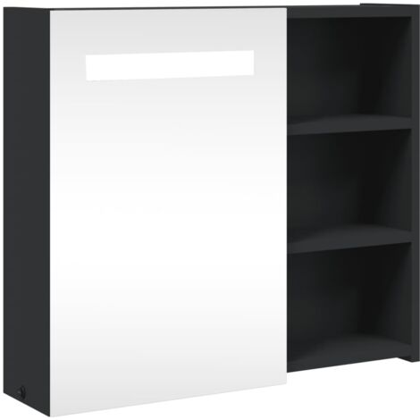Spiegelschrank mit LED-Beleuchtung Schwarz 60x13x52 cm vidaXL