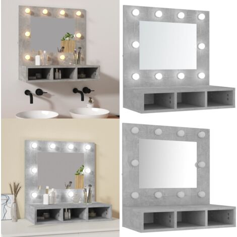 Spiegelschrank mit LED Betongrau 60x31,5x62 cm - Spiegelschrank - LED-Spiegel - Badezimmermöbel - Wandmontage - Kommodenschrank - Home & Living