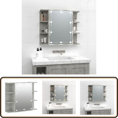 Spiegelschrank mit LED Betongrau 70x16,5x60 cm - Spiegelschrank - LED-Spiegelschrank - Badezimmermöbel - Betonlook - Grau