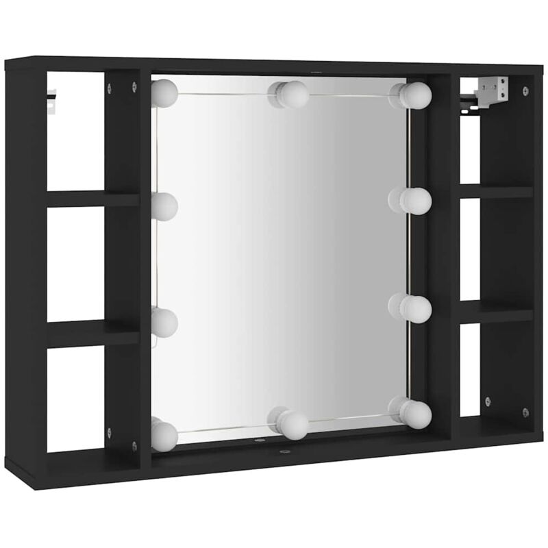 Spiegelschrank Mit Led Schwarz 76x15x55 Cm Vidaxl