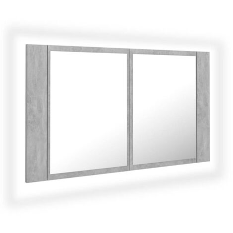 Spiegelschrank mit LED in Beton Grau Acrylique
