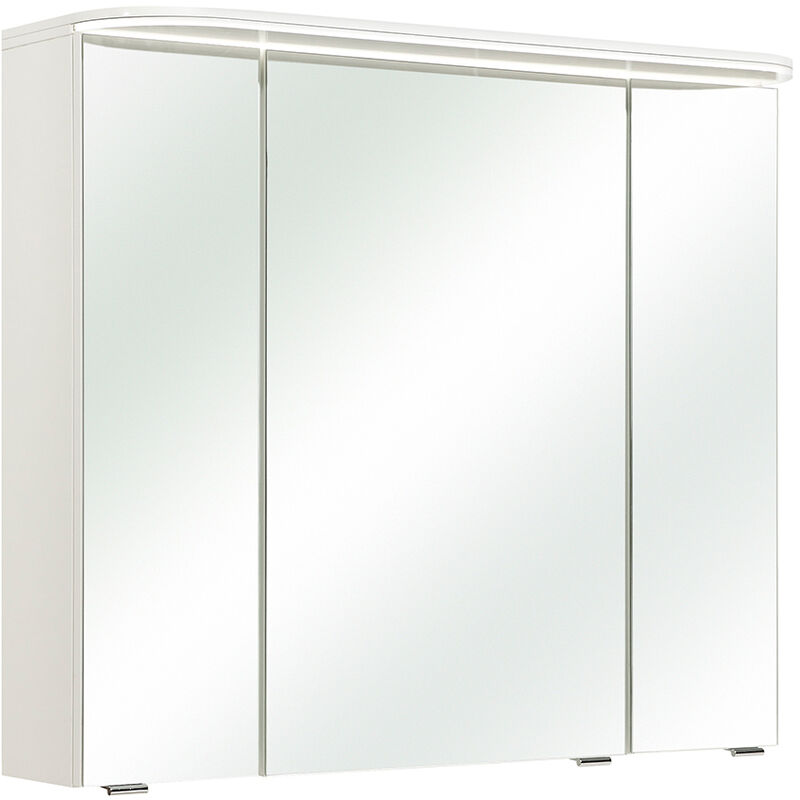 Spiegelschrank mit led Kranzboden, mit 3D Funktion, in weiß Glanz BUDVA 66, b h t ca. 85,2 72,3 17 cm weiß  - Onlineshop ManoMano