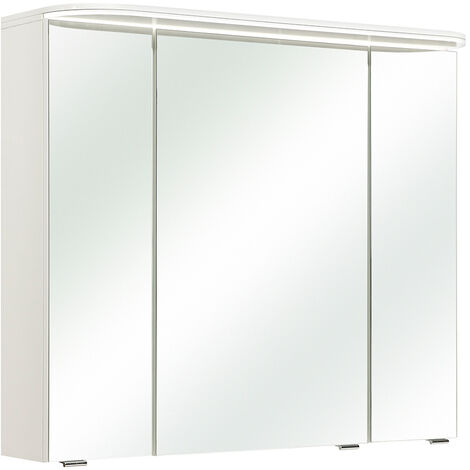 Spiegelschrank mit LED Kranzboden, mit 3D Funktion, in weiß Glanz BUDVA-66, B/H/T ca. 85,2/72,3/17 cm