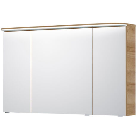 Spiegelschrank mit LED Kranzboden und 3D Funktion in Riviera Eiche quer Nb. BUDVA-66, B/H/T ca. 120/72,3/17 cm