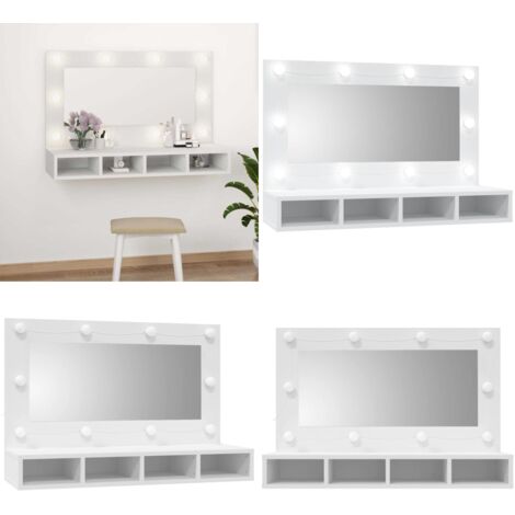 Spiegelschrank mit LED Weiß 90x31,5x62 cm - Spiegelschrank - LED Beleuchtung - Badezimmermöbel - Holzwerkstoff - Weißer Spiegelschrank - Home & Living