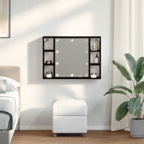 Spiegelschrank mit Regal Schwarz Eichen-Optik 76 x 15 x 55 cm vidaXL